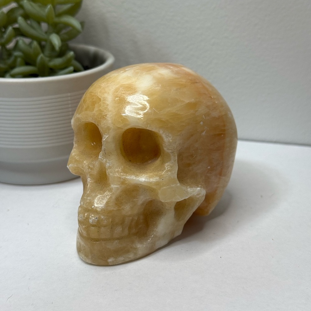 Orange Banded Calcite Skull
